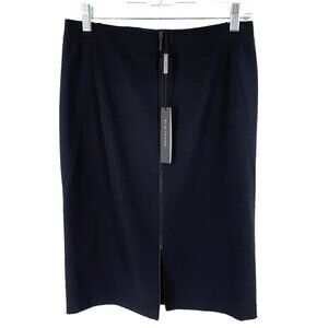 NWT Elie Tahari Black Zandra Stretch Crepe Exposed Full Front Zip Pencil Skirt 8